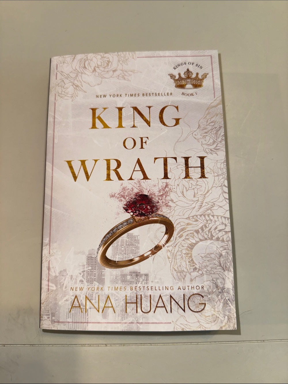 King of Wrath Gold Ring Pendant Jewelry Display - Gold and Red